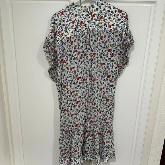 CHLOE Ruffle-trimmed Pleated Floral-print Georgette Mini Dress In Ivory …